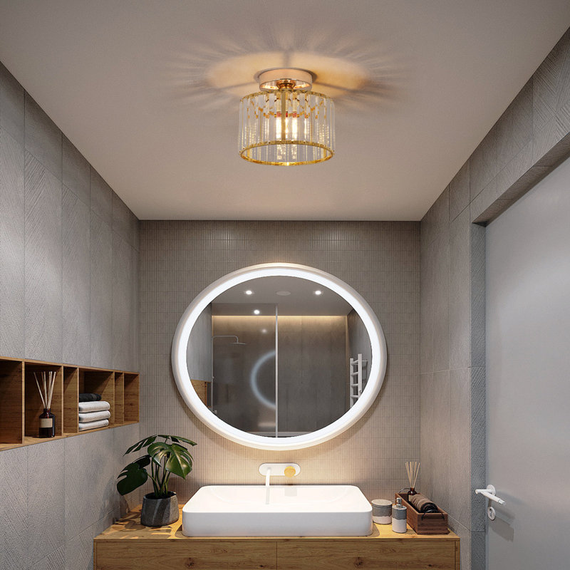 Glass Semi Flush Mount, Gold