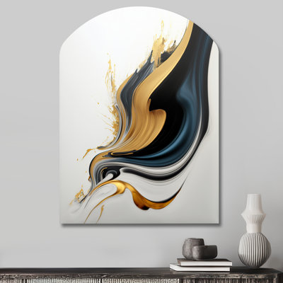 Edelare - Abstract Liquid Ink Arch Shape Irregular Metal Wall Decor