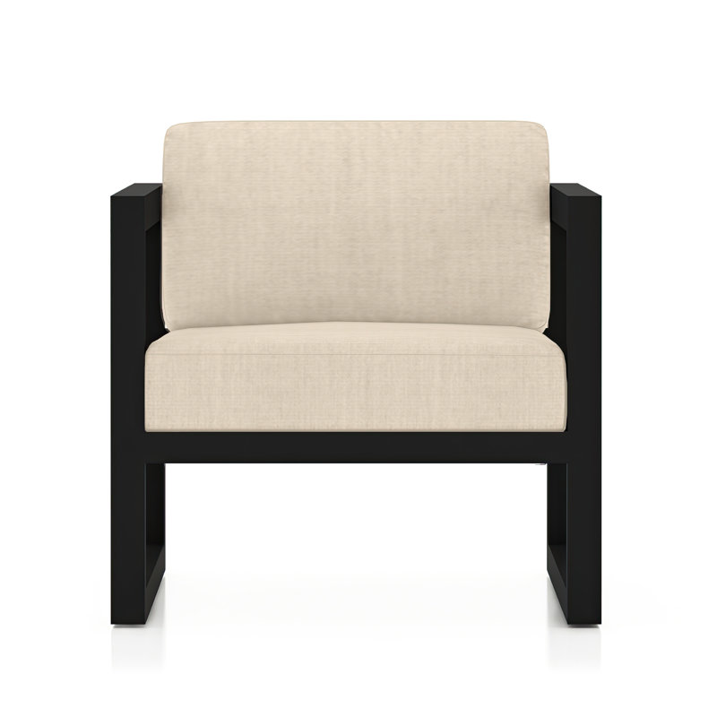 Avion Patio Chair with Sunbrella Cushions, Canvas Flax Sunbrella® Canvas, Black
