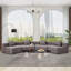 Canapé modulaire courbé en chenille avec 4 coussins - Conception semi-circulaire modulaire pour le salon, la chambre à coucher, le bureau ou le salon-45945635