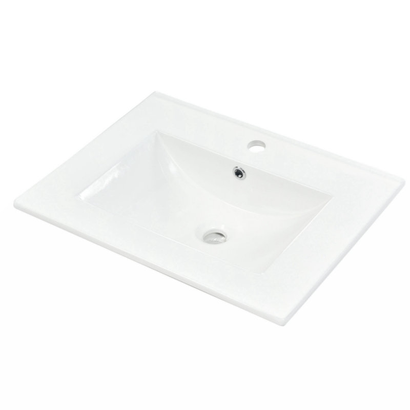 Wenty 24'' White Ceramic Rectangular Bathroom Sink