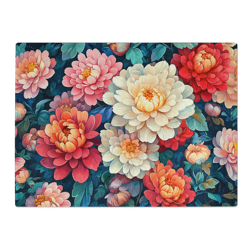 Chrysanthemum Flowers Vol.1  Glass Chopping Board
