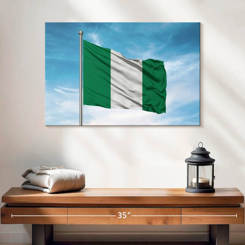 Hoisted Nigerian Flag, 16" H x 24" W