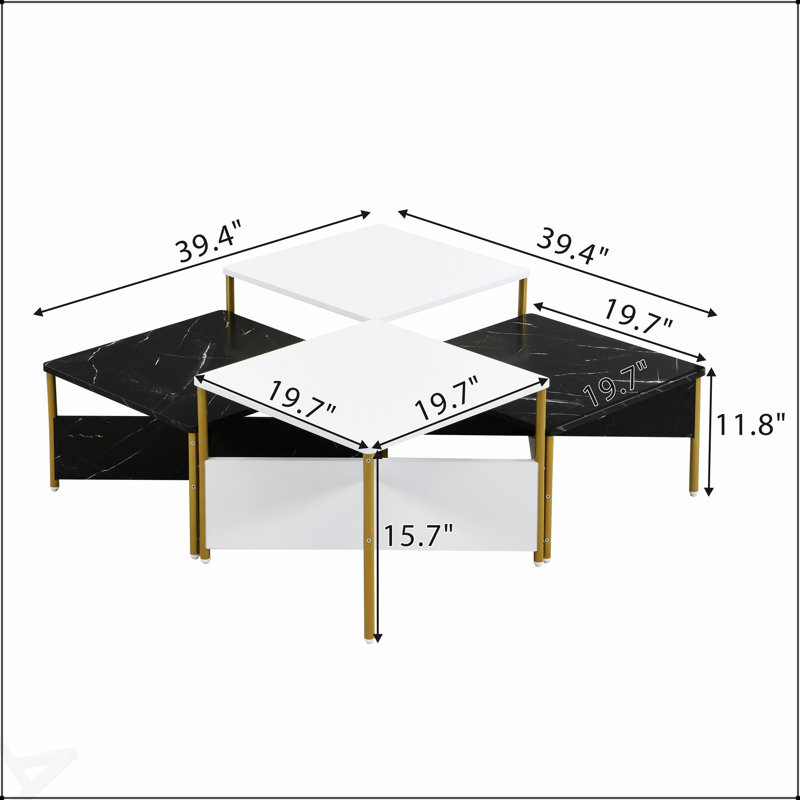 Ensemble de 4 tables basses Modern Modern, Blanc/Noir