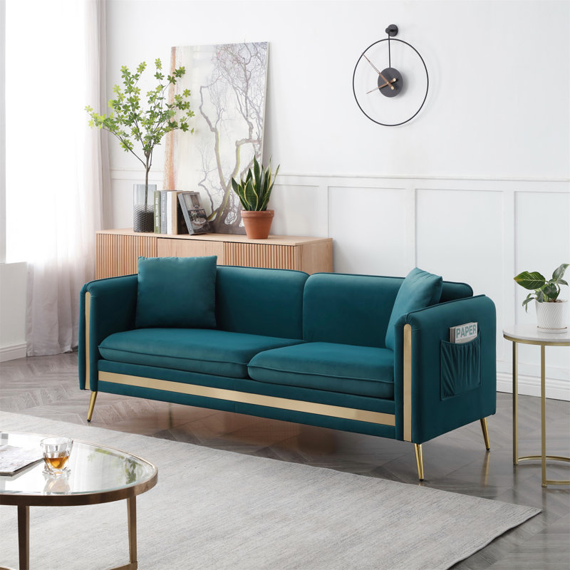 Canapé 77,2 po, Velours bleu