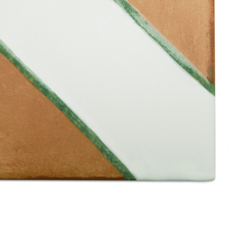 Sentier des Ocres Trellis 8" x 8" Porcelain Wall & Floor Tile, Brown/White/Green