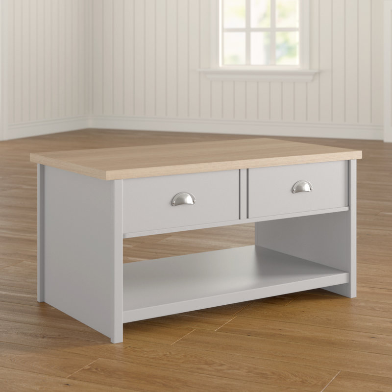 Kerry Coffee Table with Storage, Beige, Matt Grey