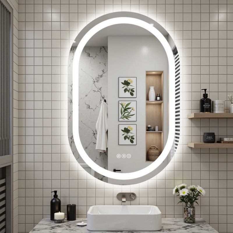 Lunara 192 LEDs/m LED Lighted Oval Bathroom/Vanity Mirror with ETL Certified, Anti-Fog Tempered Glass, 36" × 24"