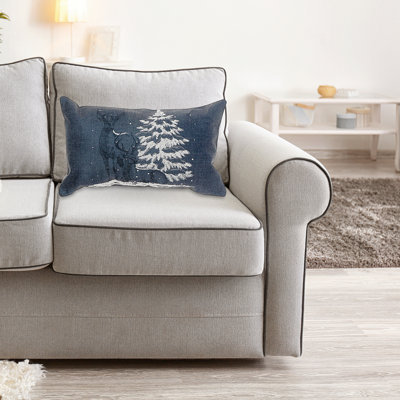 Coussin en polyester renne et arbre 18 x 18 - ensemble de 2