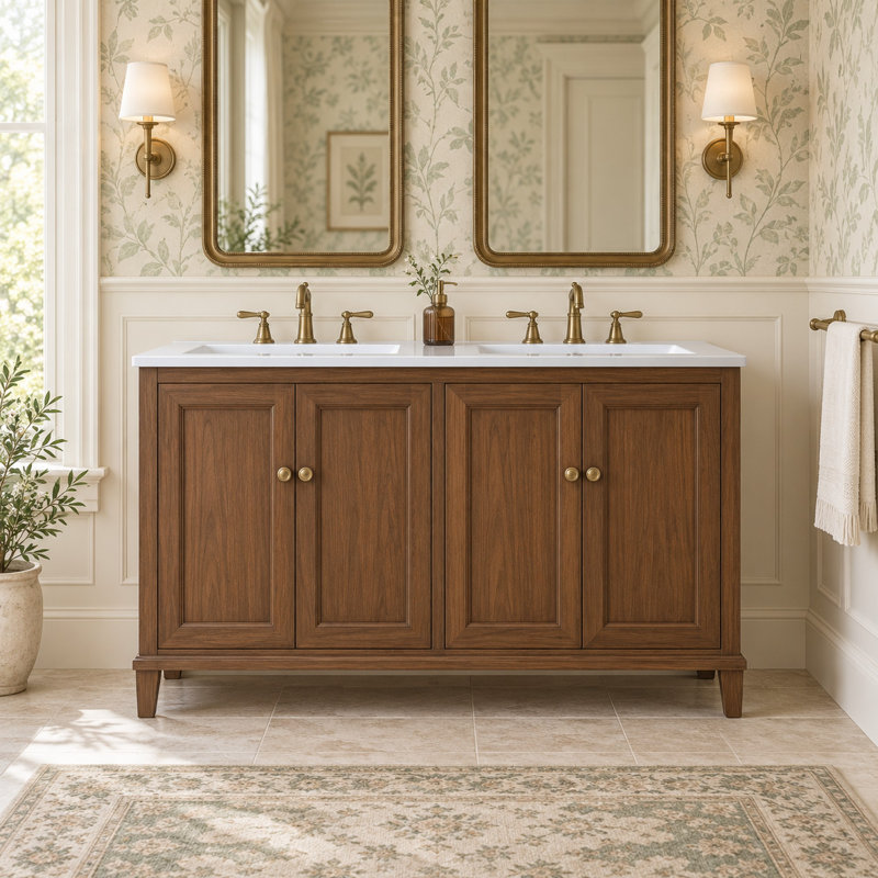 Lavabo rectangulaire double lavabo en céramique blanche de 122 cm (48 po) de largeur pour deux personnes, sans robinetterie.