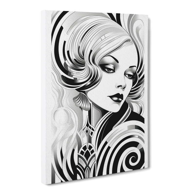 Deco Woman Line No.2 - Wrapped Canvas, 50cm H x 35cm W x 3cm D