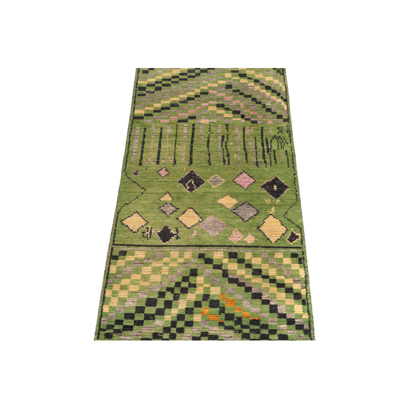 Moroccan Hand Knotted Area Rug, Runner 2'6" x 10'