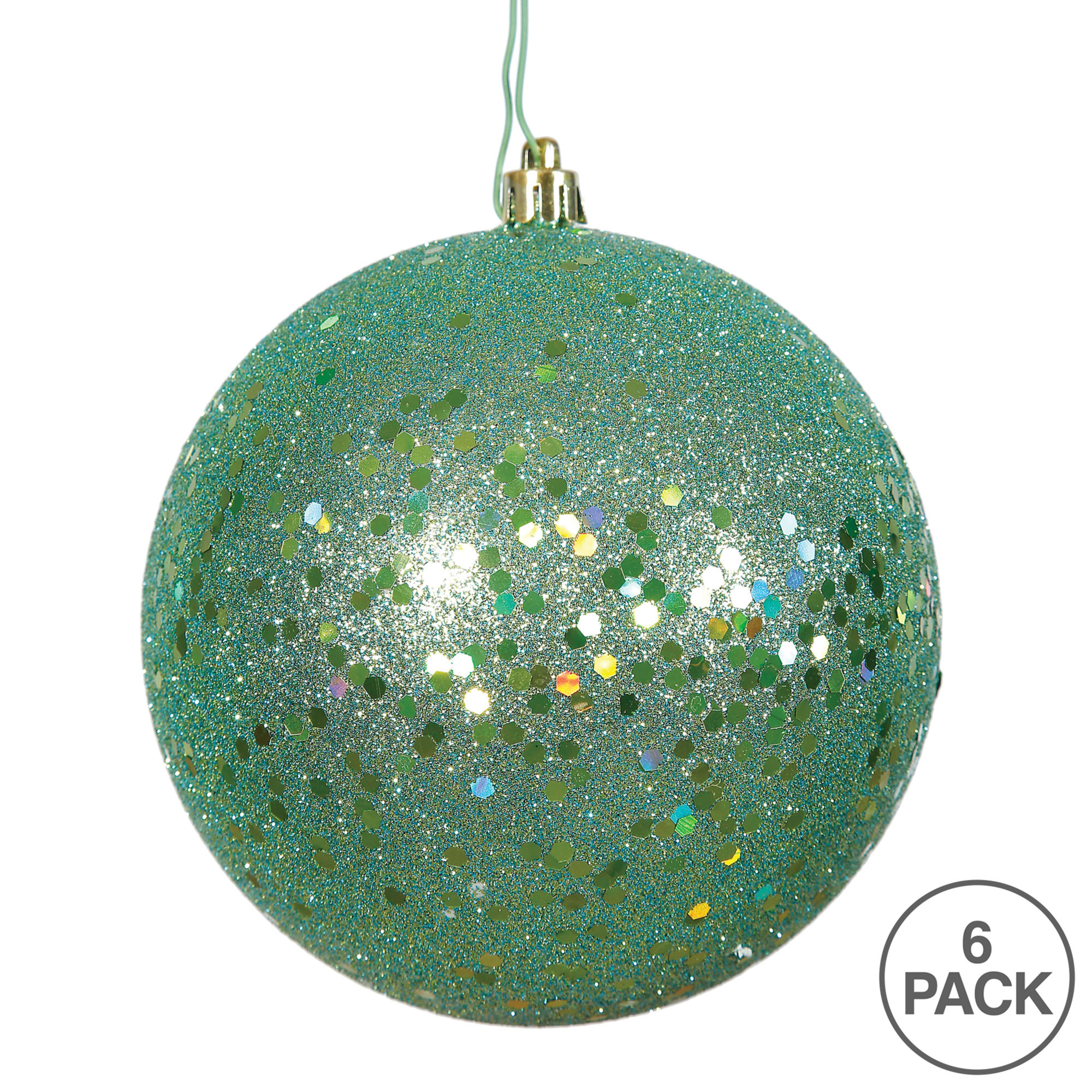 Holiday Décor Ball Ornament, Seafoam Sequin, 4" H x 4" W x 4" D