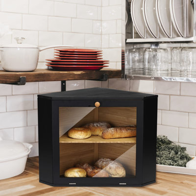 Double Layer Large Capacity Buchanan Corner Bread Box Suitable For Kitchen Countertop, Food Storage Room