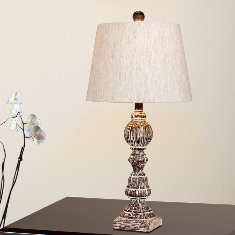 Mathieu Resin Table Lamp, Brown, Oatmeal