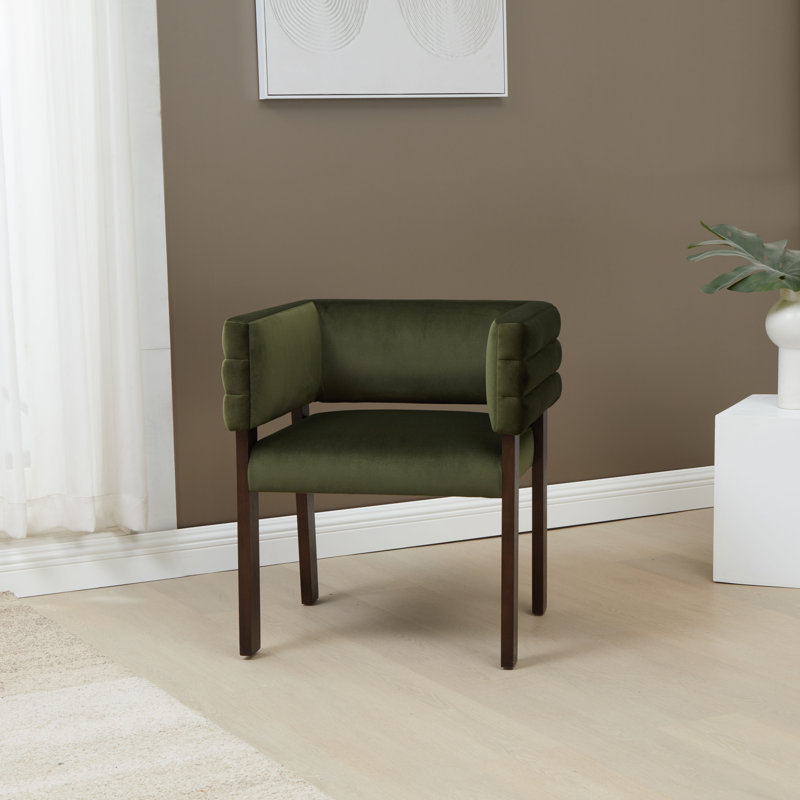 Chaise avec accoudoirs en velours Aliezah, Vert forêt