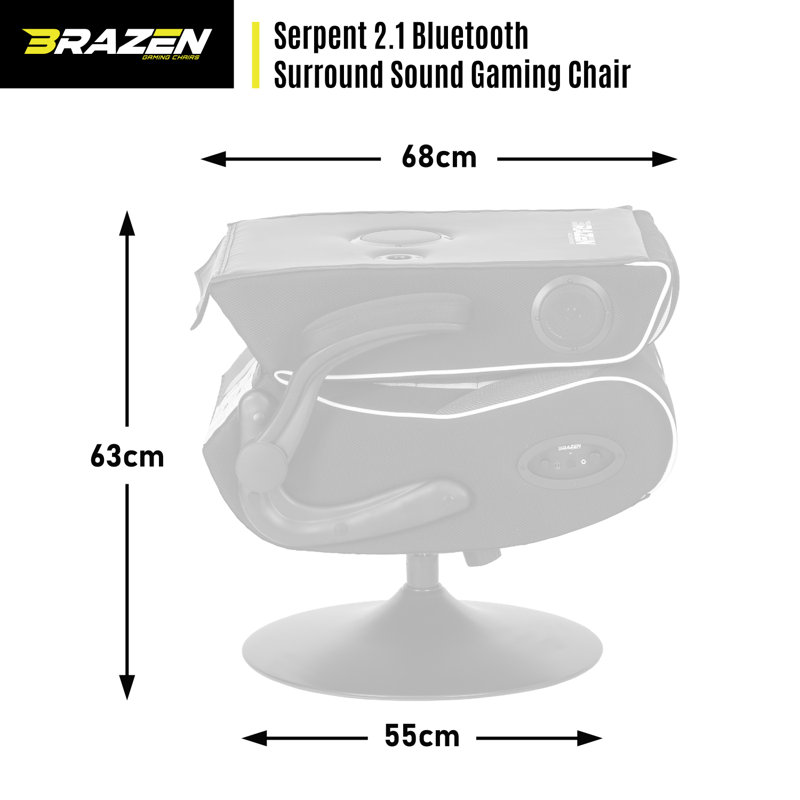 BraZen Gaming Chairs Gaming Chair with Headrest, Black