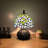 Standwood Tiffany Mini Table Lamp Blue Stained Glass Green Leaves LED Bulb Dragonfly Base 12"H*8"W*8"D