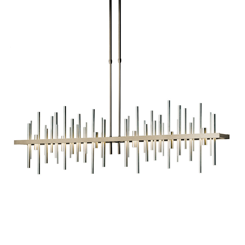 Luminaire suspendu linéaire à 1 lumière DEL pour ilot de cuisine Cityscape, Or doux, Argenté