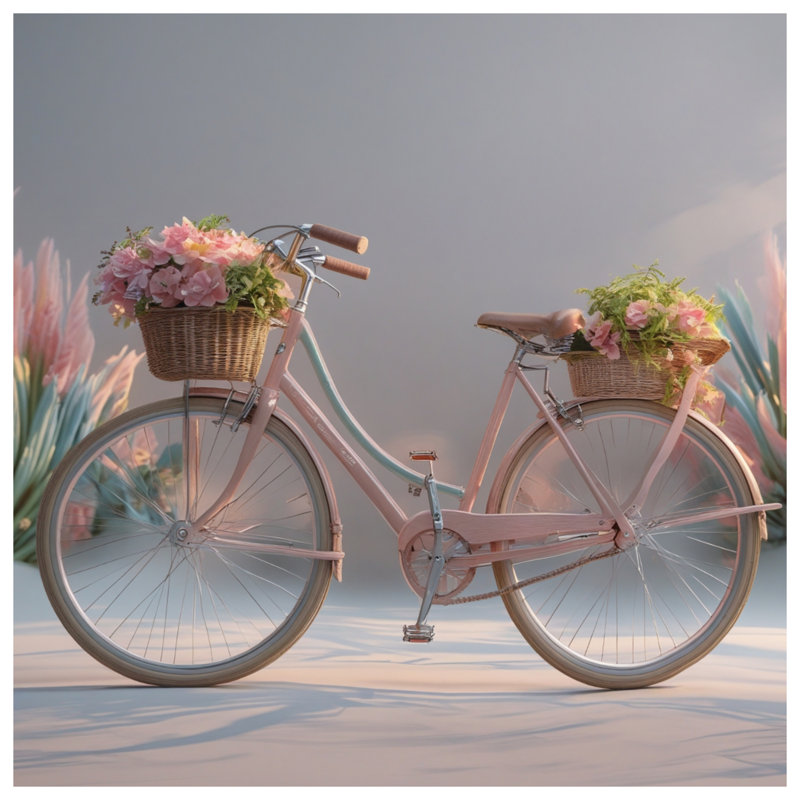 Bicyclette rose avec toile tendue en toile de plusieurs tailles, 20 po x 30 po