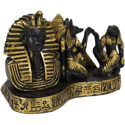 Figurine Eduartina, ancienne statue égyptienne, pharaon, pyramide Anubis et Horus