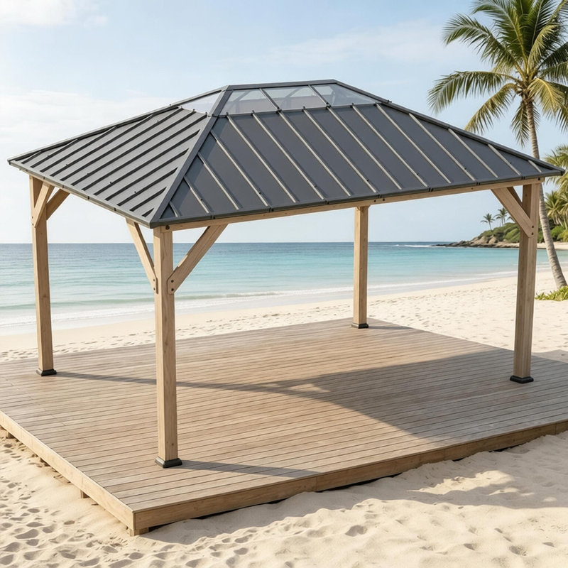 Pavillon de jardin élégant à toit rigide pour l'extérieur, pavillon de cour arrière, abri pour patio, pergola d'extérieur classique (seulement pavillon de jardin)