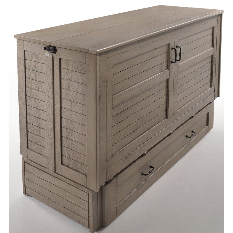 Lit-armoire avec grand lit Luka, Bois de flottage brossé