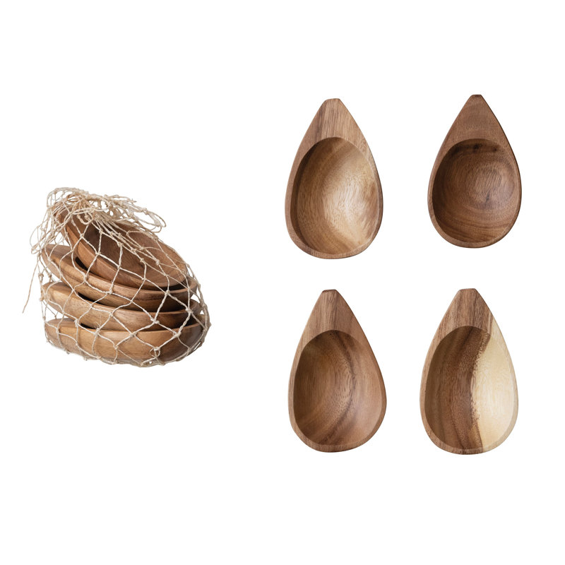 Plateaux en bois d'acacia en forme d'amande