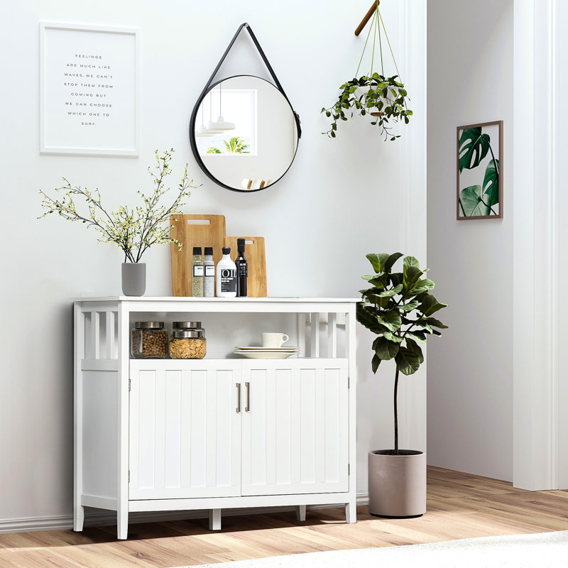 Buffet avec 2 portes et tablettes réglables, blanc - Abondance d'espace pour les assiettes