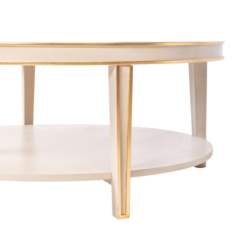 Lilly 4 Legs Round Coffee Table, Antique Gray