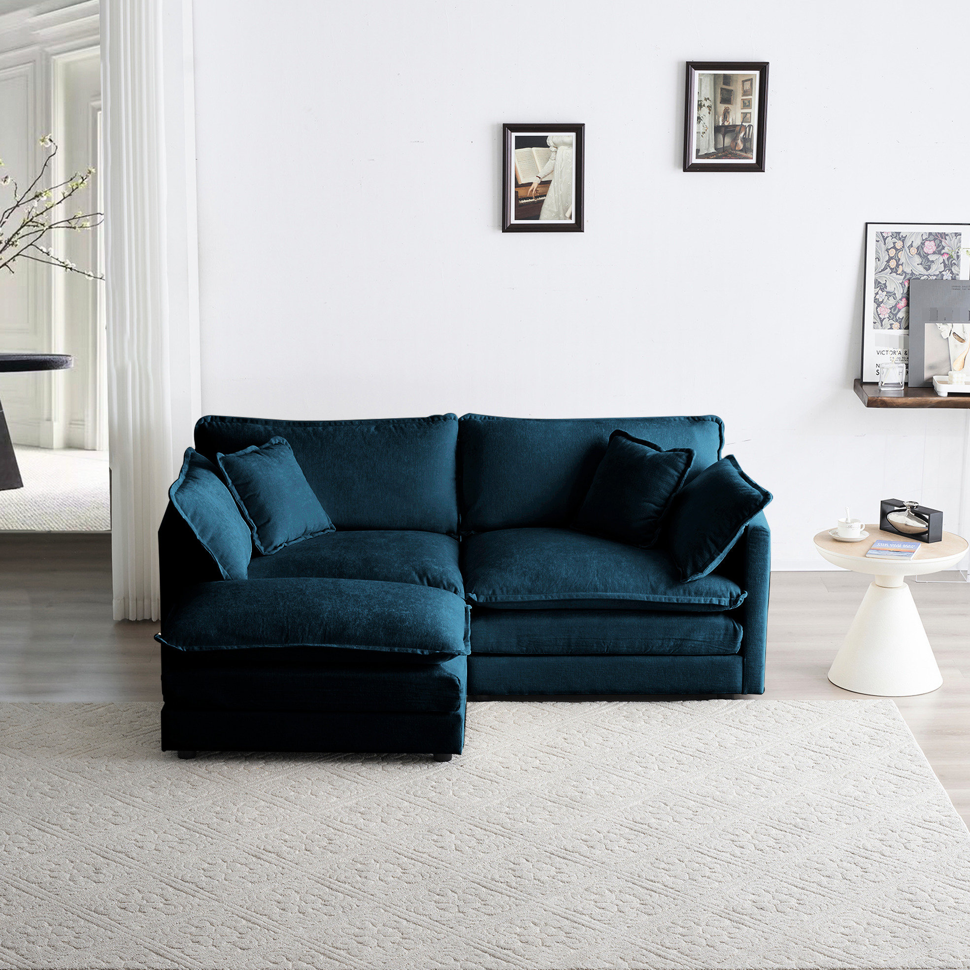 Latitude Run® 2 Seater Chenille With - Living Room Blue Seat , Solid ...