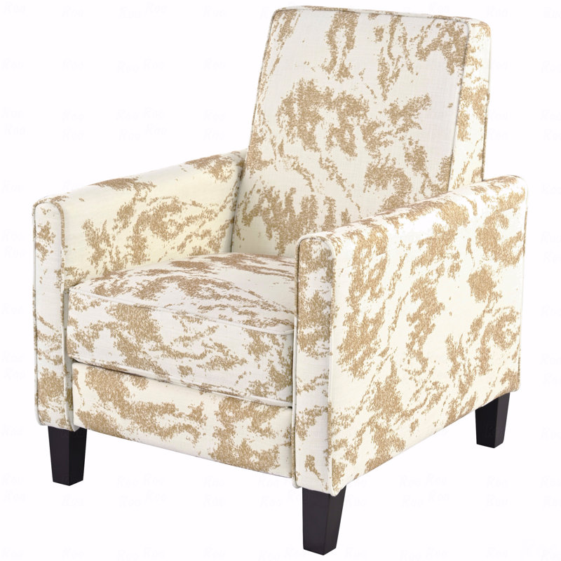 27.5" Push Back Recliner Chair Upholstered Recliner Armchair with Solid Beech Wood Legs for Living Room and Bedroom