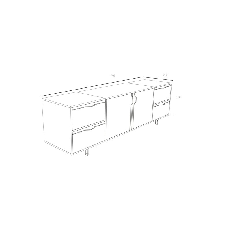 Chapman 94'' Sideboard, Walnut/White
