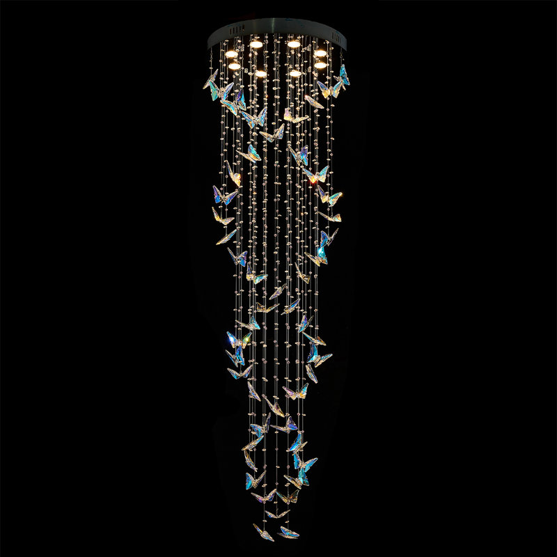 Silver Crystal Butterfly 8-Light Tiered Chandelier
