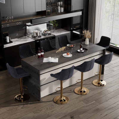 Ensemble de tabourets de bar, tabourets de bar pivotants à hauteur réglable avec dossier, chaise de bar rembourrée en velours avec repose-pieds, tabouret d'îlot de cuisine sans accoudoirs pour îlot de cuisine, pub, café