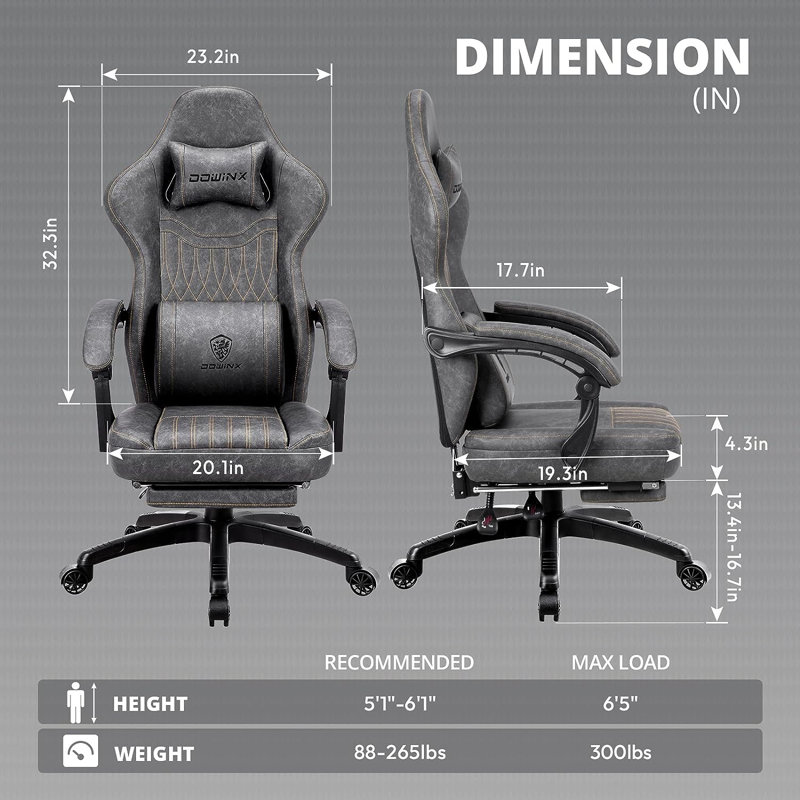 C&g Home Faux Leather PC & Racing Game Chair, White