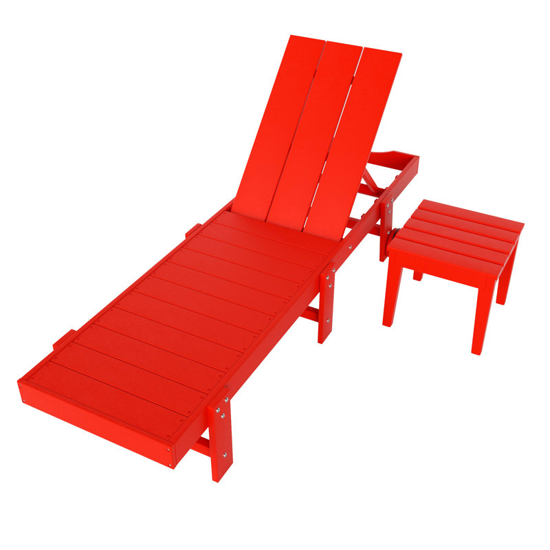 Chaise longue inclinable 77,6 po en poly, Rouge