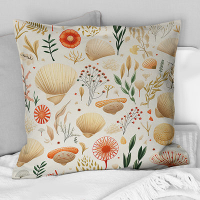 Coussin Seashell Sketches Tropical Motif II - Imprimé bord de mer