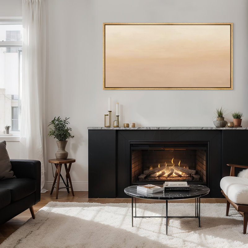 «Neutral Gradient Abstract», art mural minimaliste beige chaud, Naturel, H 30 po x l 60 po