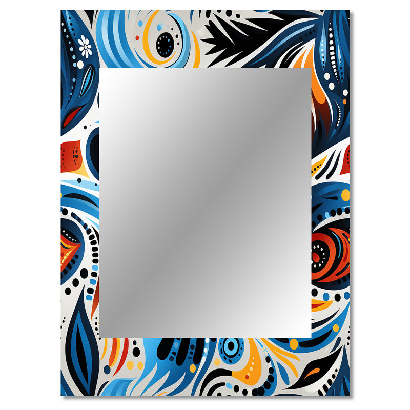 Hedia - Blue Modern Wall Mirror, 40 po x 30 po