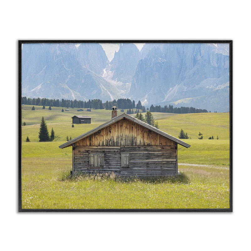 «Cabin Beneath Mountain Peaks», art giclée par Erin Marie, Giclée encadrée noir minuit, H 24 po x l 30 po