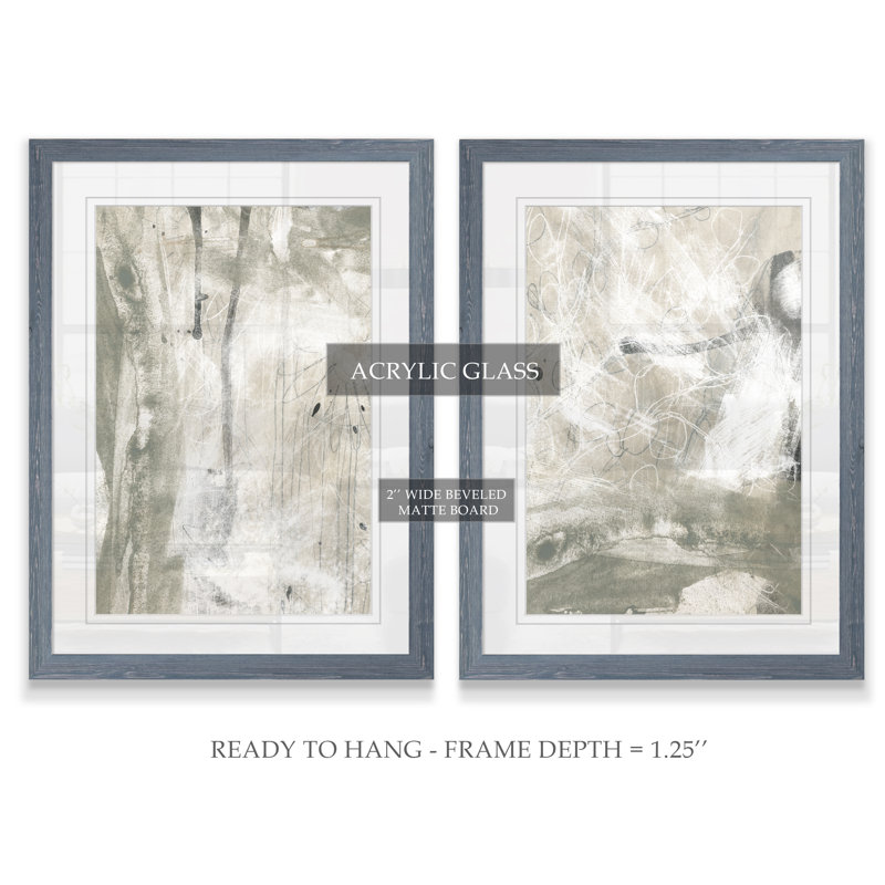 «Stonewash I» par Vincent Van Gogh, ensemble de 2 reproductions d'art encadrées, H 20 po x l 16 po x P 1,25 po, Blanc