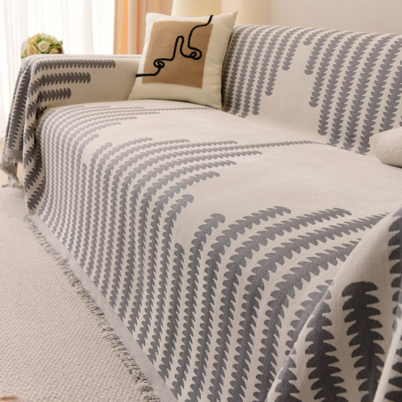 Housse pour canapé en chenille, Gris chenille, L 118 po x P 71 po