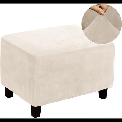Chair Cover Stretch Ottoman Cover Rectangular Storage Ottoman Slipcover Footrest Stool Covers Ottoman Slipcovers For Foot Stool With Nonslip Elastic Bottom