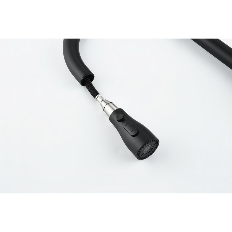 Robinet de cuisine noir mat à arche haute avec bec rétractable, robinet à poignée simple en acier inoxydable, contrôle et flexibilité exceptionnels, fabrication