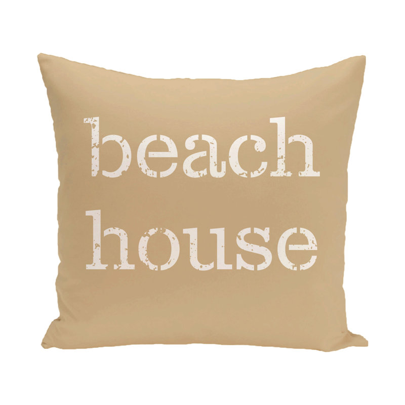 Beach Vacation Outdoor Reversible Throw Pillow, 20" H x 20" W, Taupe/Beige