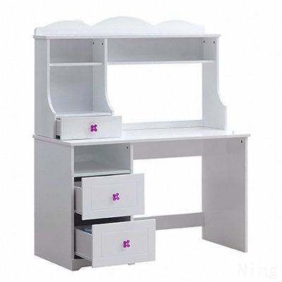 Bureau d'écriture blanc, 2 tiroirs
