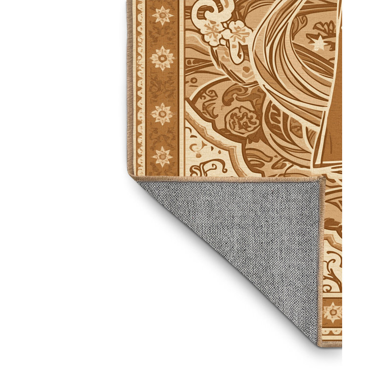 Machine Washable Warleigh Traditional Oriental Rug in Brown – LightBrown Binding, 7x10
