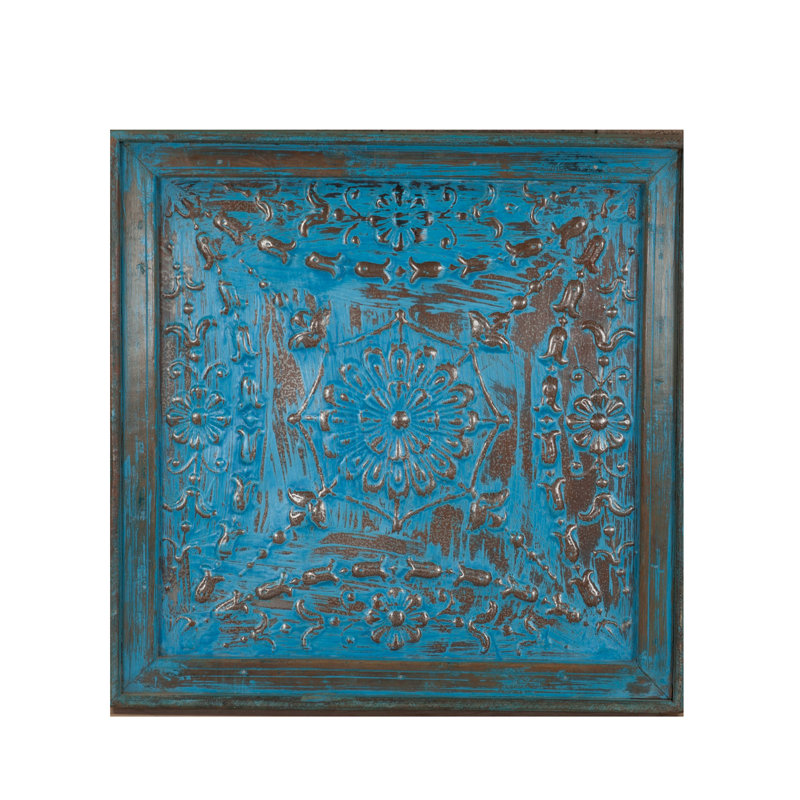 Panneau de plafond carré en fer Curio de 28 po bleu antique