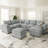 Upholstered U-Shaped Sectional Sofa With Ottoman, Modern Fabric Couch For Family Room-1818334827